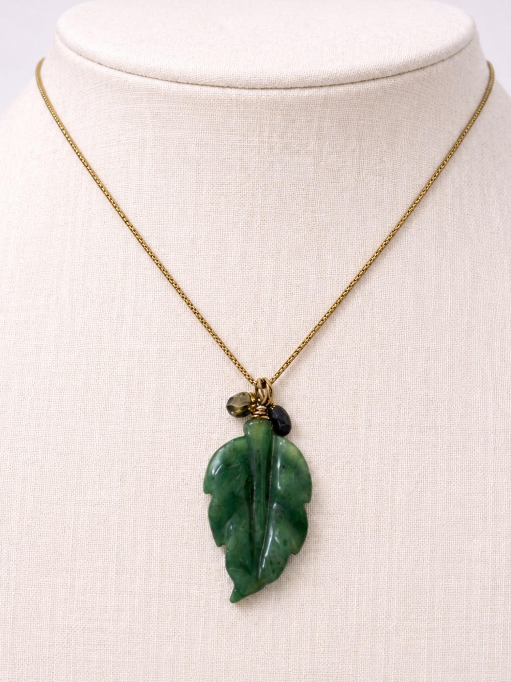 Jade and stone leaf necklace